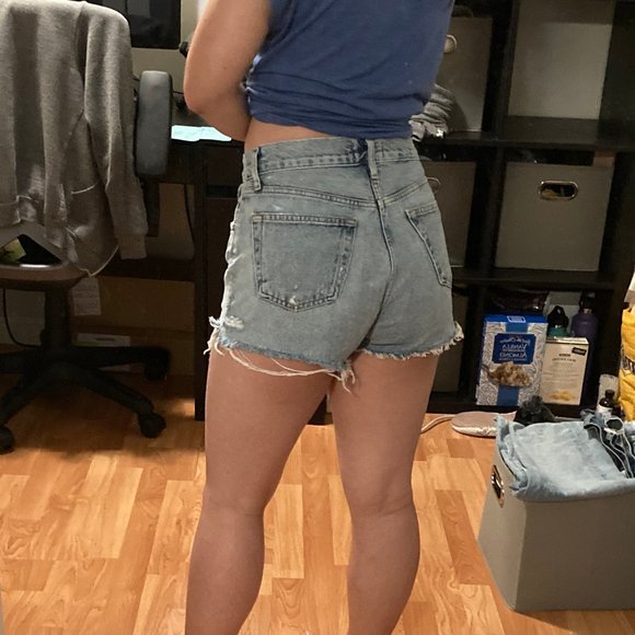 Agolde Parker high waisted shorts in Riptide 24 - Picture 4 of 13